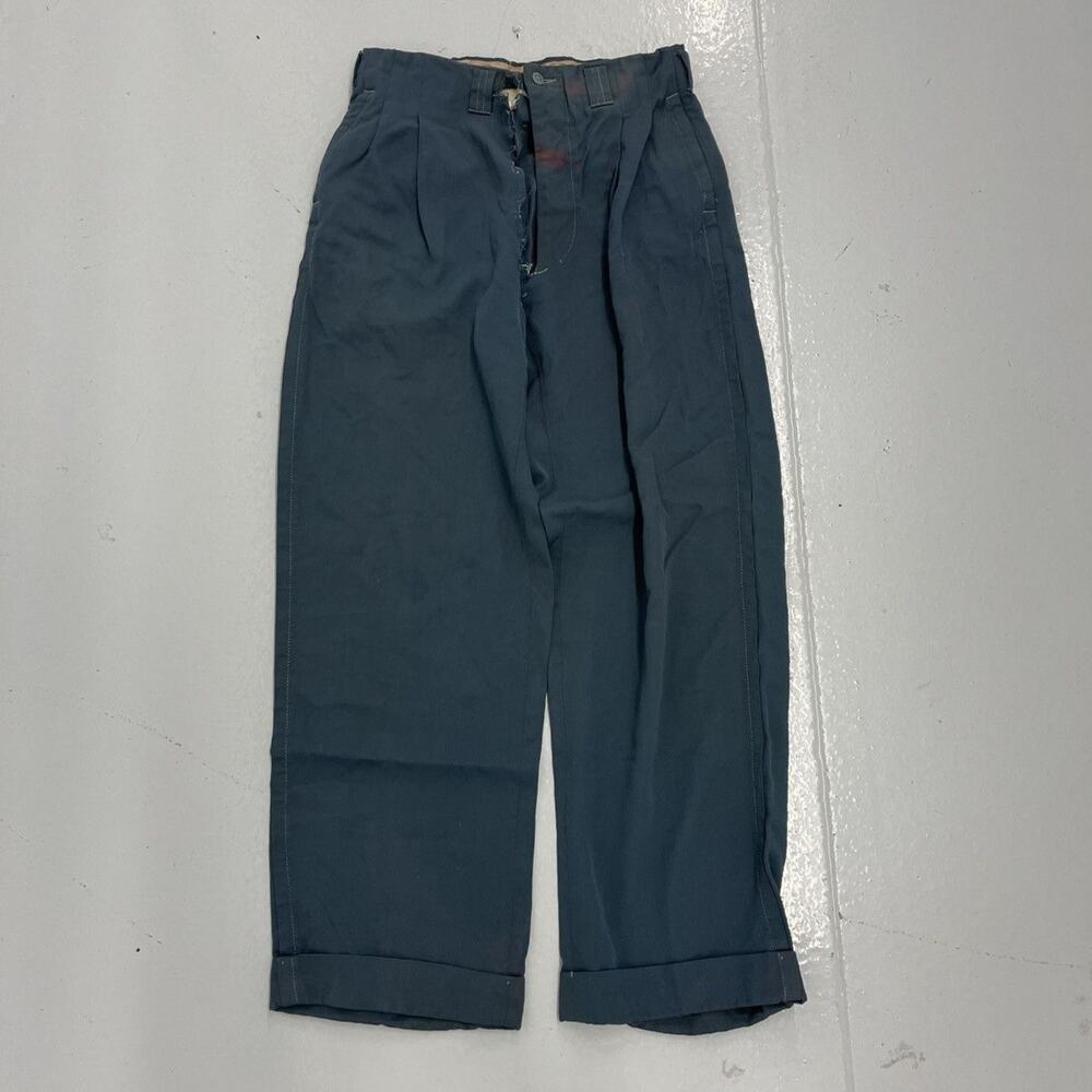 Vintage 40s Sunset Loeb Turquoise Rayon Trousers 26x27